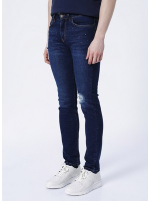 Aeropostale E-Ethan Normal Bel Slim Fit Düz İndigo Erkek Denim Pantolon