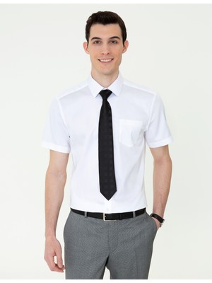 Pierre Cardin Erkek Beyaz Regular Fit Kısa Kollu Gömlek 50251187-VR013
