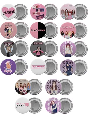 Satürn Black Pink Çanta Rozeti Seti 16 Adet En Büyük Boy 5.8cm Iğneli Broş