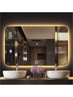 Global Led Mirror 80X120 cm Dokunmatik Tuşlu Ledli Ayna Banyo Aynası Dekoratif Ayna Boy Ayna Salon Duvar Ayna