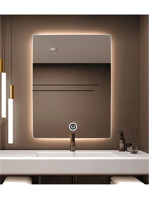 Global Led Mirror 65X90 cm Dokunmatik Tuşlu Ledli Ayna Banyo Aynası Dekoratif Ayna Boy Ayna Salon Duvar Ayna