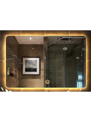 Global Led Mirror 50X65 cm Dokunmatik Tuşlu Ledli Ayna Banyo Aynası Dekoratif Ayna Boy Ayna Salon Duvar Ayna