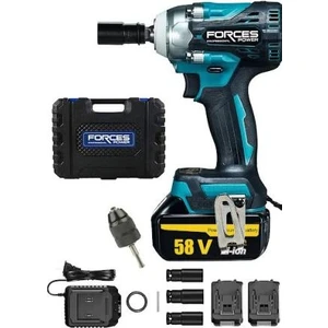 Forces Power Alman Teknolojisi  58 V 6 Ah Brushless Kömürsüz Çift Akülü Metal Mandrenli  Vidalama Somun Sökme