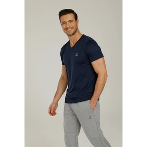 SN222 Basic Pes V Neck T- Lacivert Erkek T-Shirt