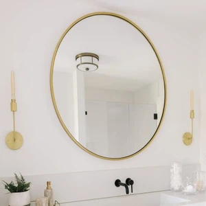 Effe Yapı Dekor Gold Metal Çerçeveli 100 cm Yuvarlak Ayna