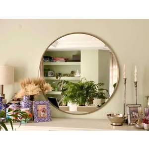 Effe Yapı Dekor Pirinç Eskitme Çerçeveli 80 cm Yuvarlak Ayna