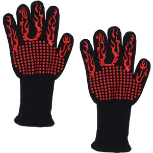 Gu Wei Xuan 2pc Isı & Yangına Dayanıklı Kaymaz Barbekü Pişirme / Pişirme Için Barbekü Eldiveni, Kırmızı Alev(Yurt Dışından)