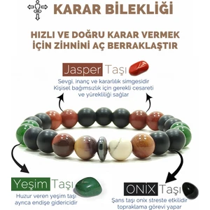Karar Bilekliği Oniks Jasper Yeşim Hematit Doğal Taş Bileklik