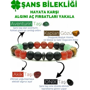 Şans Bilekliği Oniks Akik Kaplangözü Aventurin Doğal Taş Bileklik