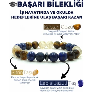 Başarı Bilekliği Sitrin Lapis Lazuli Kaplangözü Doğal Taş Bileklik