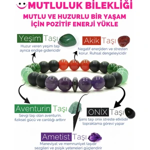 Mutluluk Bilekliği Akik Yeşim Aventurin Ametist Oniks Doğal Taş Bileklik