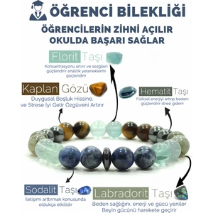 Öğrenci Bilekliği Sodalit Florit Labradorit Hematit Kaplangözü Doğal Taş Bileklik