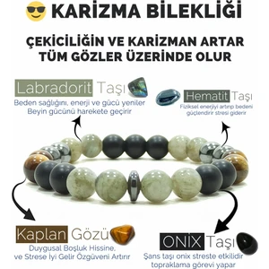 Karizma Bilekliği Labradorit Oniks Hematit Kaplangözü Doğal Taş Bileklik