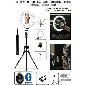 10 Inç Işık + Bluetooth Kumanda + Telefon Tutacağı + 2.1 Metre Tripod Işık