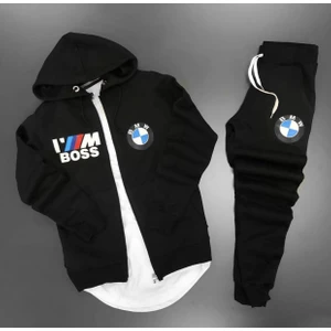 Amor Man Büyük Beden Bmw Dijital Baskılı Kapüşonlu Tam Fermuarlı Dış Mekan Yeni Stil Erkek Eşofman Takımı