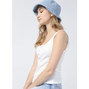 U Yaka Fitilli Beyaz Kadın Atlet K-BOSWEL