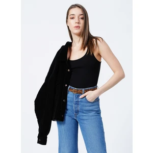 U Yaka Fitilli Siyah Kadın Atlet K-LORKA