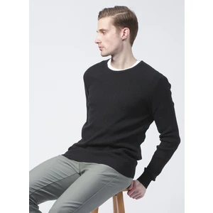 Benjamin-F Bisiklet Yaka BasicJakarlı Siyah Erkek Kazak