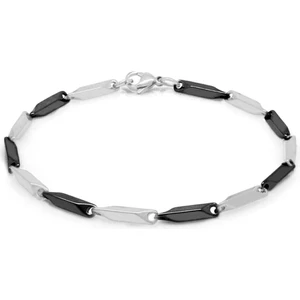 The Collection Erkek Çelik Siyah Gümüş Bileklik Künye