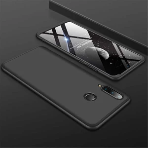 Huawei P30 Lite Kılıf Kamera Korumalı 3 Parça Ays Sert Plastik Siyah