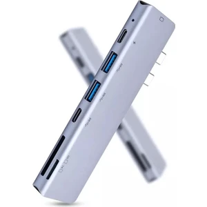 Macbook Pro Air Uyumlu 7 in 1 Hub Çift Type-C USB 3.0 HDMI Kart Okuyucu Çevirici Çoklayıcı