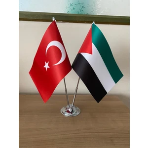 Fors Bayrak Filistin Masa Bayrağı Krom Direkli Ikili Bayrak