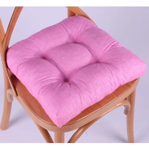Lina Pembe Pofidik Sandalye Minderi Özel Dikişli Bağcıklı 40X40Cm
