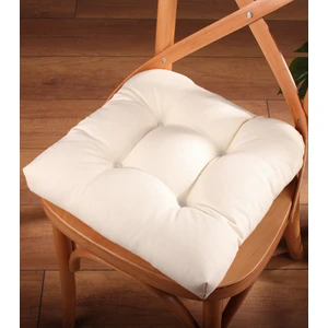 Gold Krem Renk Sandalye Minderi Düğme Dikişi Detaylı 40X40Cm Bağcıklı