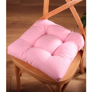 Gold Pembe Renk Sandalye Minderi Düğme Dikişi Detaylı 40X40Cm Bağcıklı