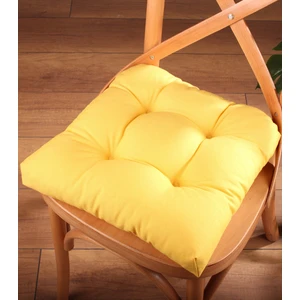 Gold Sarı Renk Sandalye Minderi Düğme Dikişi Detaylı 40X40Cm Bağcıklı
