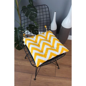 Beta Sarı Zikzak Pofidik Sandalye Minderi Bağcıklı 40x40cm