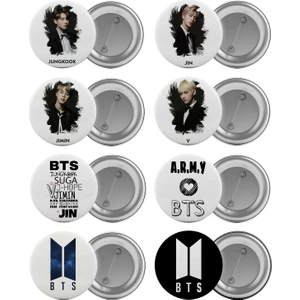 Bts Çanta Rozeti Seti 8 Adet En Büyük Boy 5.8cm Iğneli Broş