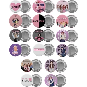 Black Pink Çanta Rozeti Seti 16 Adet En Büyük Boy 5.8cm Iğneli Broş