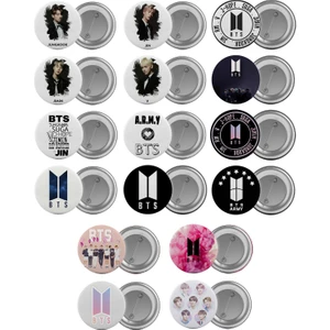 Bts Çanta Rozeti Seti 16 Adet En Büyük Boy 5.8cm Iğneli Broş