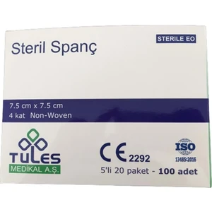 7,5x7,5 Cm 4 Kat Non Wowen Steril Spanç 100 Adet