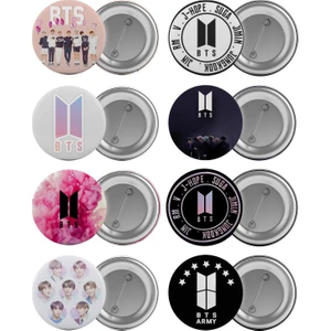 Bts Çanta Rozeti Seti 8 Adet En Büyük Boy 5.8cm Iğneli Broş