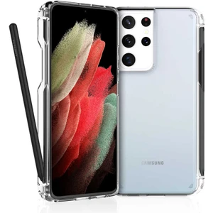 Galaxy S21 Ultra  Şeffaf Kılıf Ince Kalem Bölmeli Tasarım Darbe ve Yıpranmaya Dayanıklı Kapak