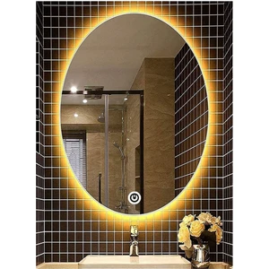 Global Led Mirror 40X60 cm Dokunmatik Tuşlu Elips Ledli Ayna Banyo Aynası Dekoratif Ayna Boy Ayna Salon Duvar Ayna