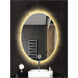 Global Led Mirror 40X60 cm Dokunmatik Tuşlu Elips Ledli Ayna Banyo Aynası Dekoratif Ayna Boy Ayna Salon Duvar Ayna
