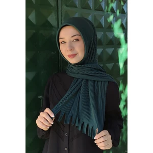 Moda Mevsimi Pratik Piliseli Pamuk Hazır Şal Zümrüt Yeşili