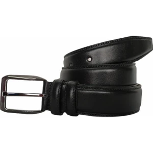 %100 Hakiki Deri Siyah Dikişli Klasik Pantolon Kemeri, 3.5 cm