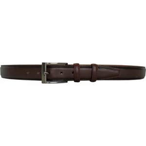 %100 Hakiki Deri Kahverengi Dikişli Klasik Pantolon Kemeri, 3.5 cm