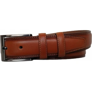 %100 Hakiki Deri Taba  Dikişli Klasik Pantolon Kemeri, 3.5 cm