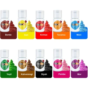 Gıda Boyası Seti Sıvı 10 Adet 10 Renk  10 ml x 10 Adet Su Bazlı Likit Gıda Boyaları 10 Lü Set