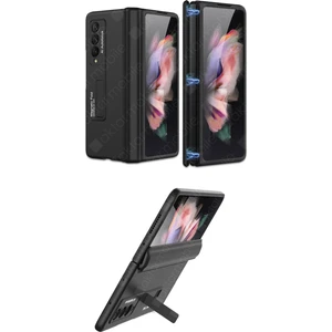 Samsung Galaxy Z Fold 3 Kılıf Magnetik Menteşe Korumalı Kick Standlı Premium Kapak Oleofobik Kaplama