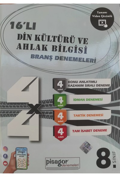 Zeka Küpü Yayınları Pisagor 16'lı Din K.ve A.bilgisi Branş Denemeleri