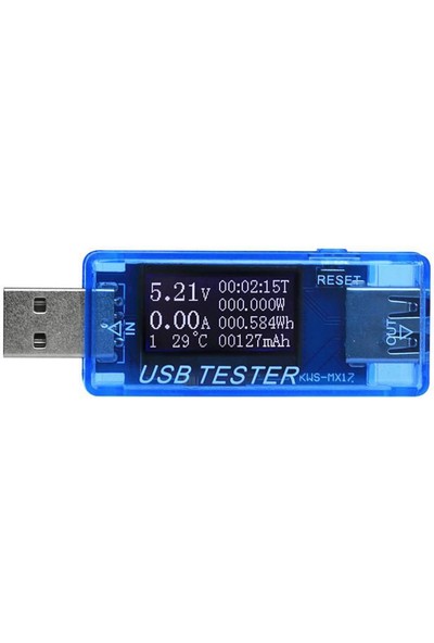 USB Akım Gerilim Dedektörü Voltmetre Ampermetre Test Cihazı 8 1 Mavi