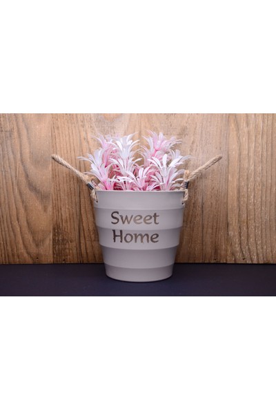 3M1W Sweet Home Hasirli Gri̇ Çok Amaçli Saksi Sunumluk