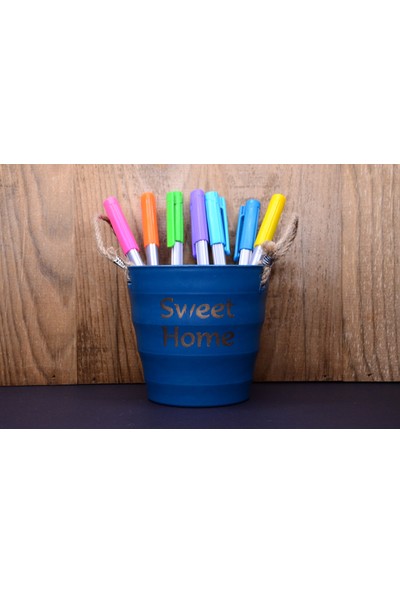 3M1W Sweet Home Hasirli Mavi̇ Çok Amaçli Saksi Sunumluk
