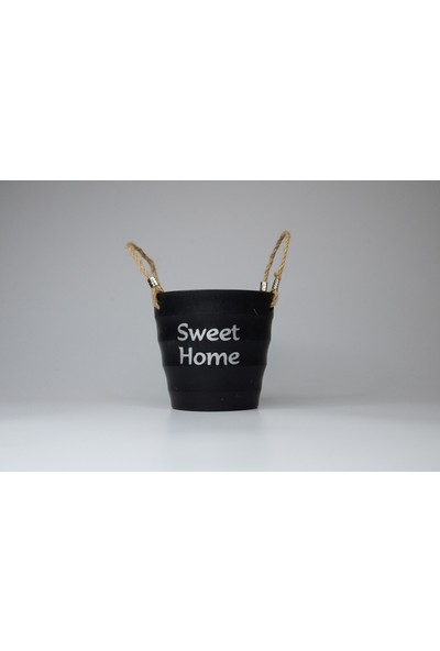 3M1W Sweet Home Hasirli Si̇yah Çok Amaçli Saksi Sunumluk